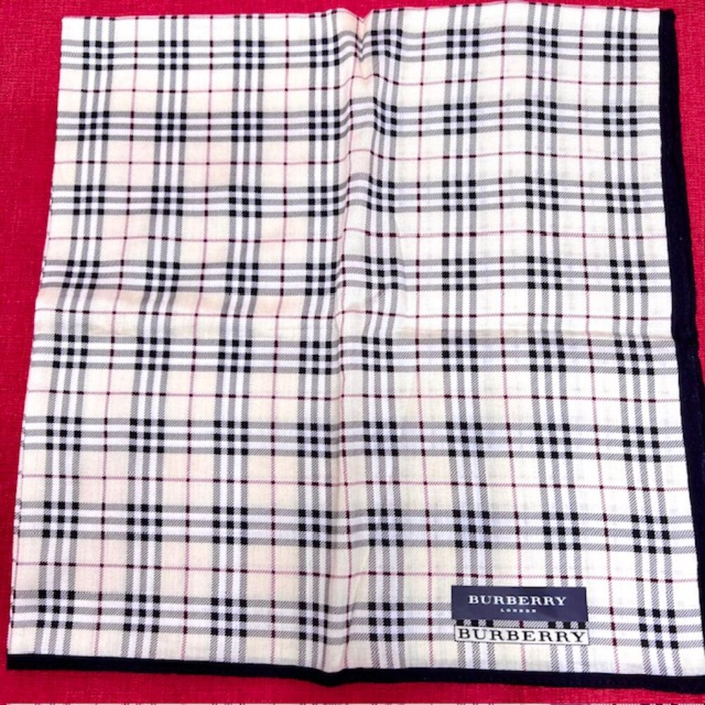 New Burberry London Bandana/handkerchief 20" cotton Ivery Gray Nova Check(5) - Picture 3 of 6